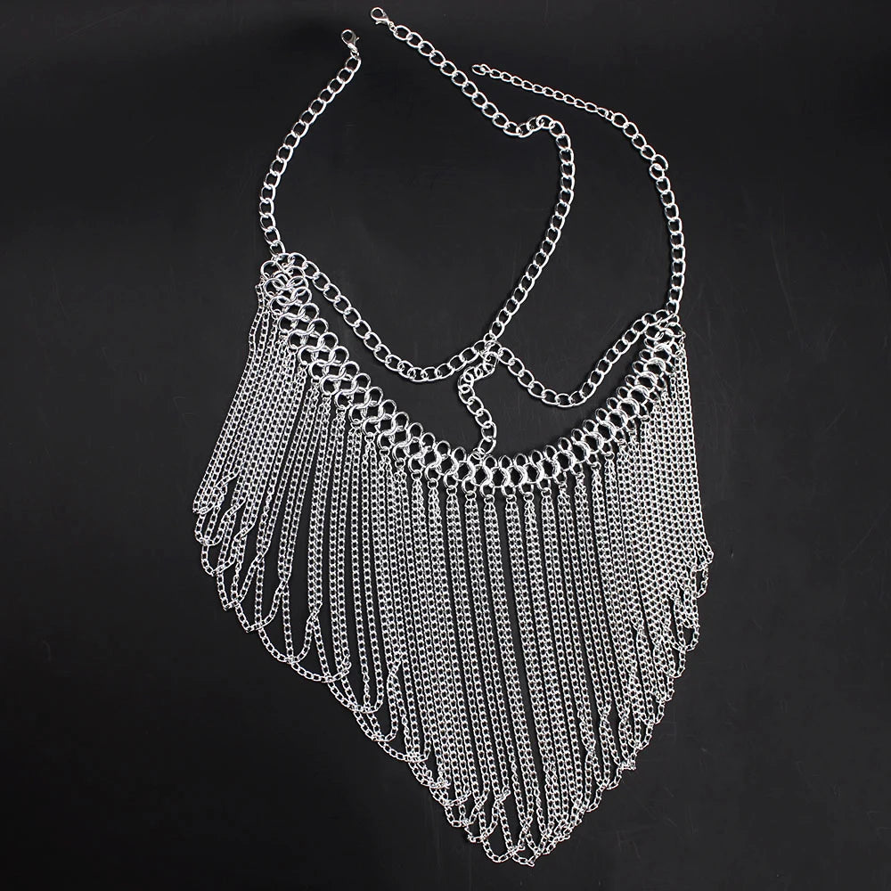 Divine Feminine Arabian Jewellery Full Rhinestone Tassel Mask Chain.