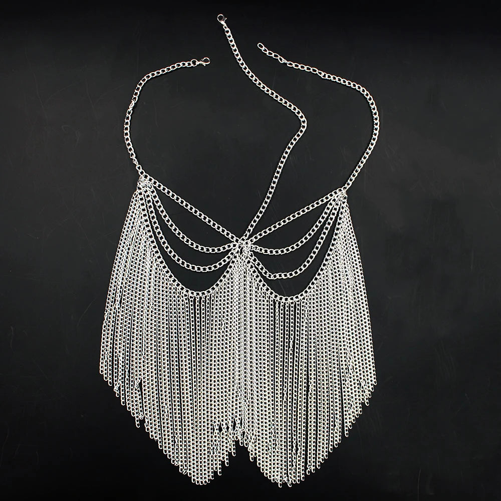 Divine Feminine Arabian Jewellery Full Rhinestone Tassel Mask Chain.