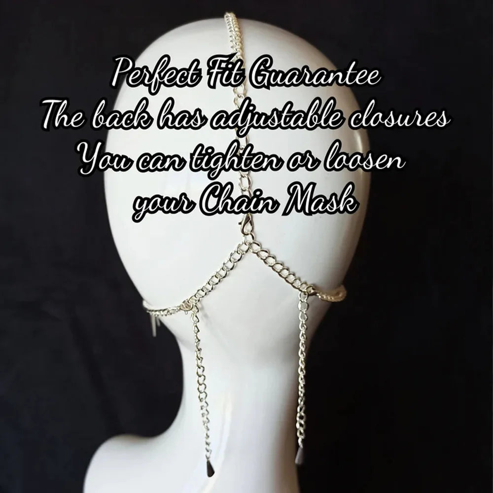 Divine Feminine Arabian Jewellery Full Rhinestone Tassel Mask Chain.