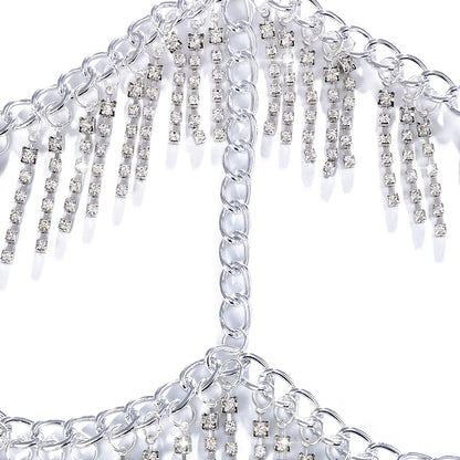 Divine Feminine Arabian Jewellery Full Rhinestone Tassel Mask Chain.