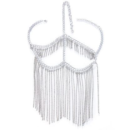 Divine Feminine Arabian Jewellery Full Rhinestone Tassel Mask Chain.