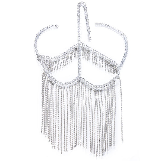 Divine Feminine Arabian Jewellery Full Rhinestone Tassel Mask Chain.